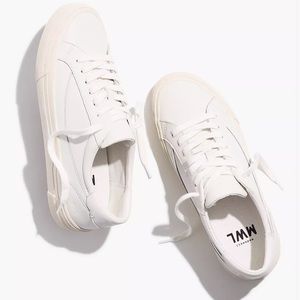 Madewell Sidewalk Low Top Sneakers in Nappa Leather White | 6.5 6H